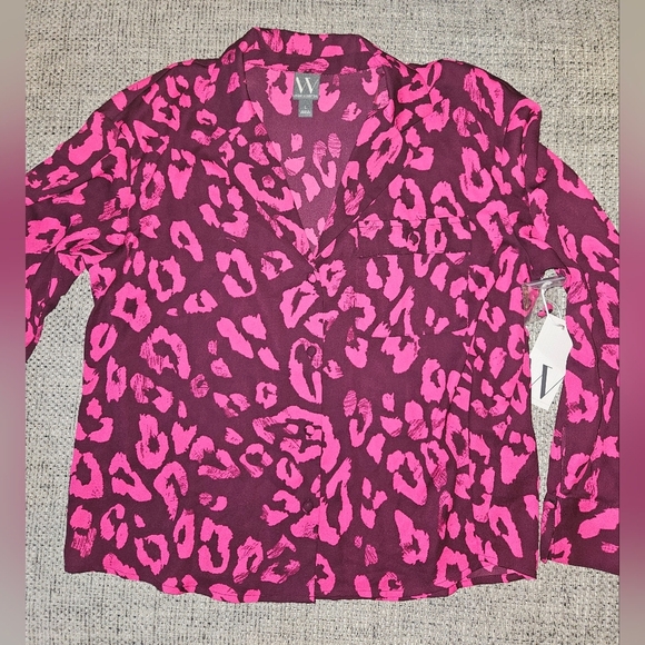 Pink and Burgundy Leopard Print Long Sleeved Blouse NWT - Picture 5 of 7